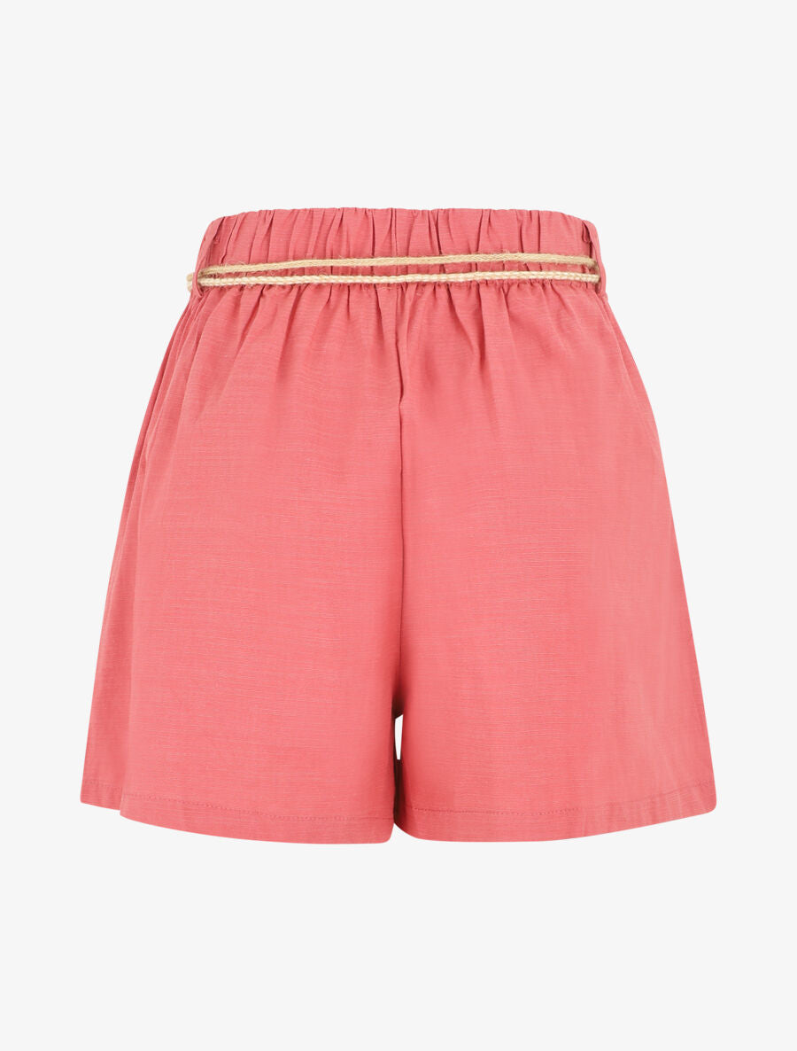 Short uni effet lin - Rose corail - 2