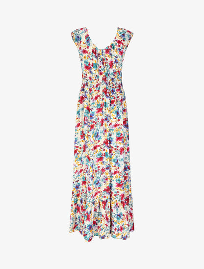 Robe longue évasée imprimé floral - Blanc - 2