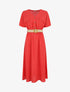 Robe longue uni manches courtes - Rouge - 5