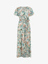 Robe longue fleurie manches courtes - Vert d&