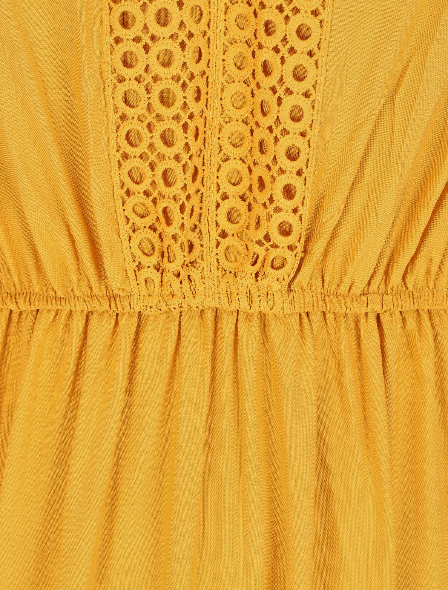 Robe longue unie à manches courtes - Jaune - 3