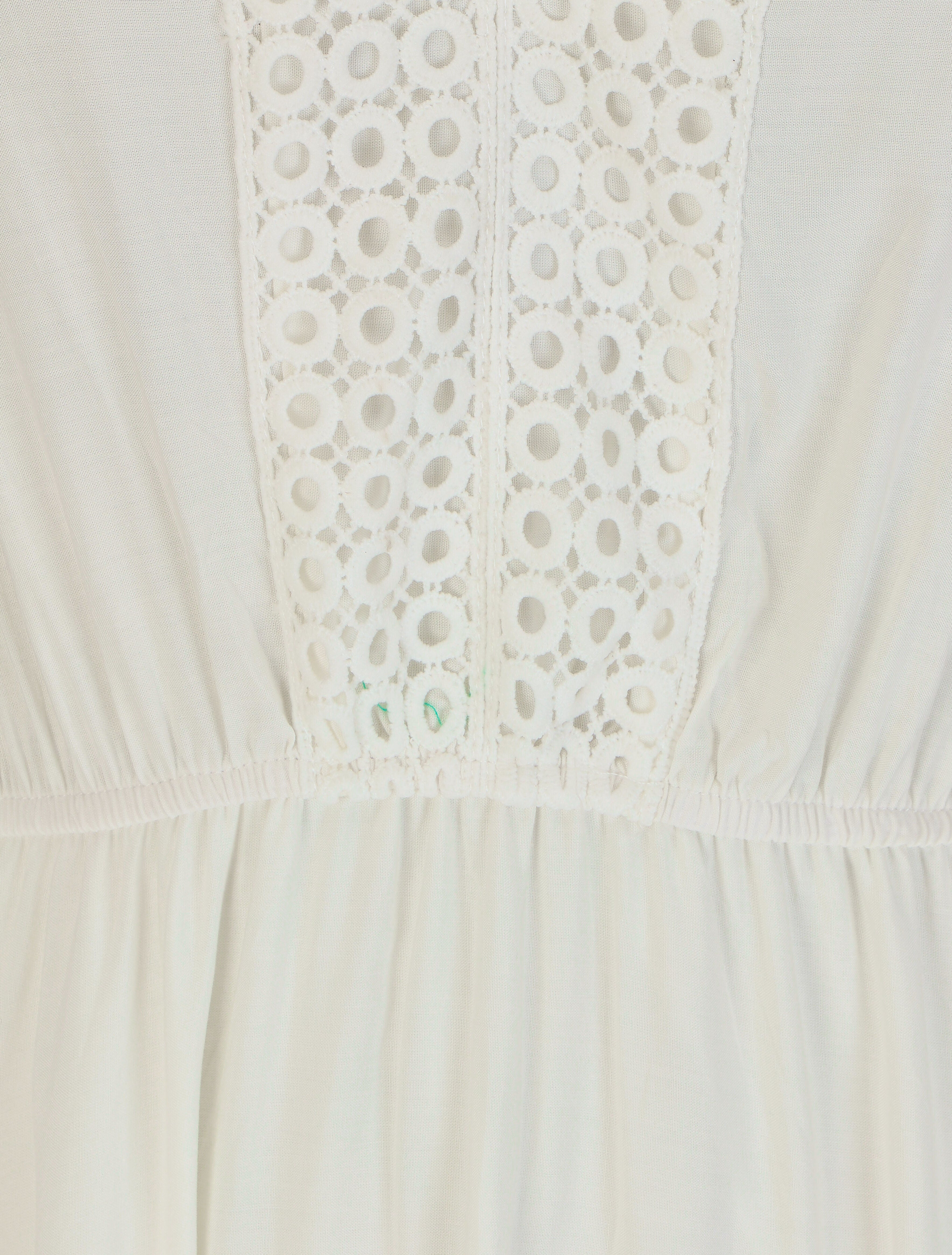 Robe longue unie à manches courtes - Blanc - 3