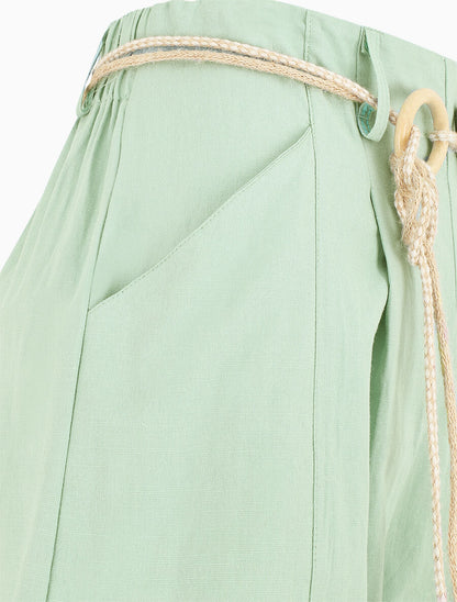 Short uni effet lin - Vert clair - 3