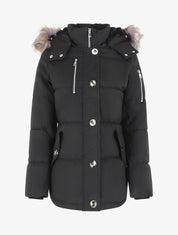 Parka matelassée à capuche fourrée - Noir - 1