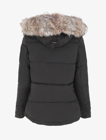 Parka matelassée à capuche fourrée - Noir - 2