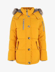 Parka matelassée à capuche fourrée - Moutarde - 1