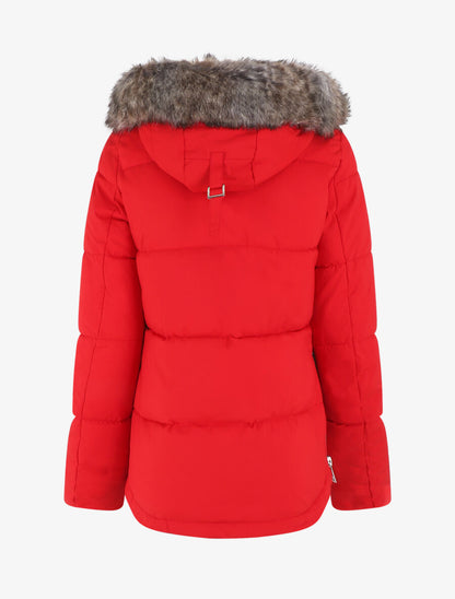 Parka matelassée à capuche fourrée - Rouge - 2