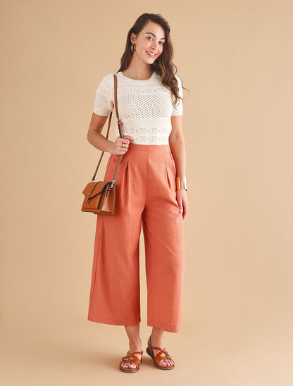 Top fin uni ajouré - Beige - 4