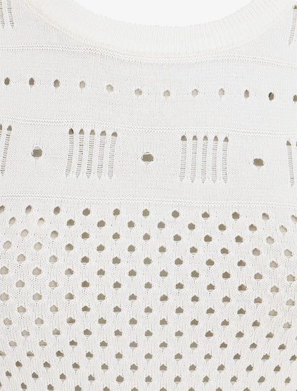 Top fin uni ajouré - Blanc - 3