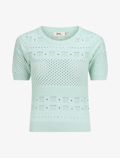 Top fin uni ajouré - Vert d&