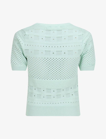 Top fin uni ajouré - Vert d&