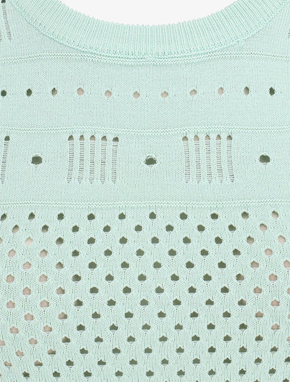 Top fin uni ajouré - Vert d&