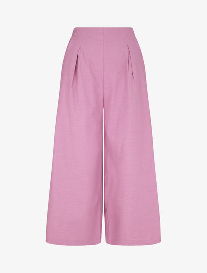 Pantalon uni effet lin - Lilas - 1