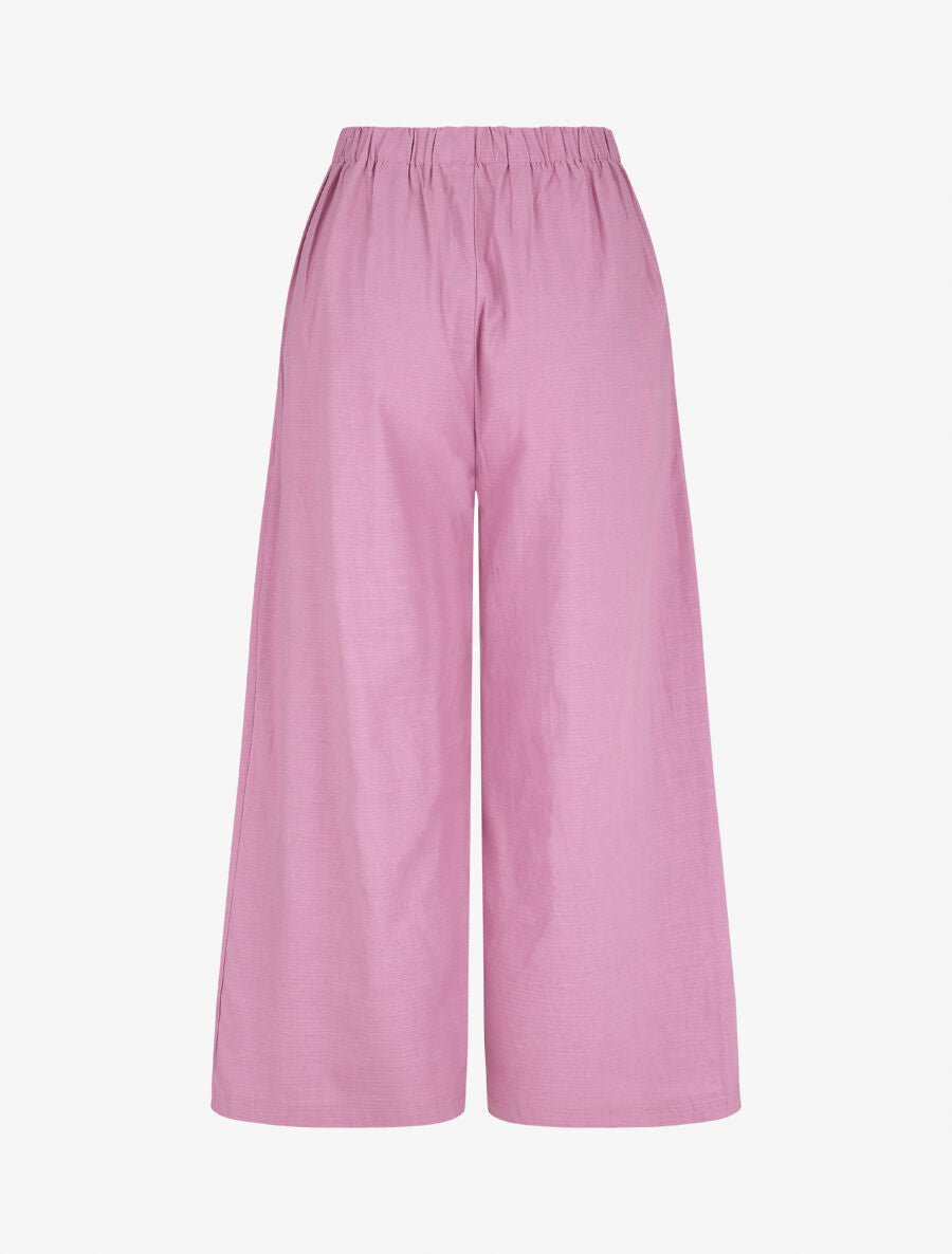 Pantalon uni effet lin - Lilas - 2