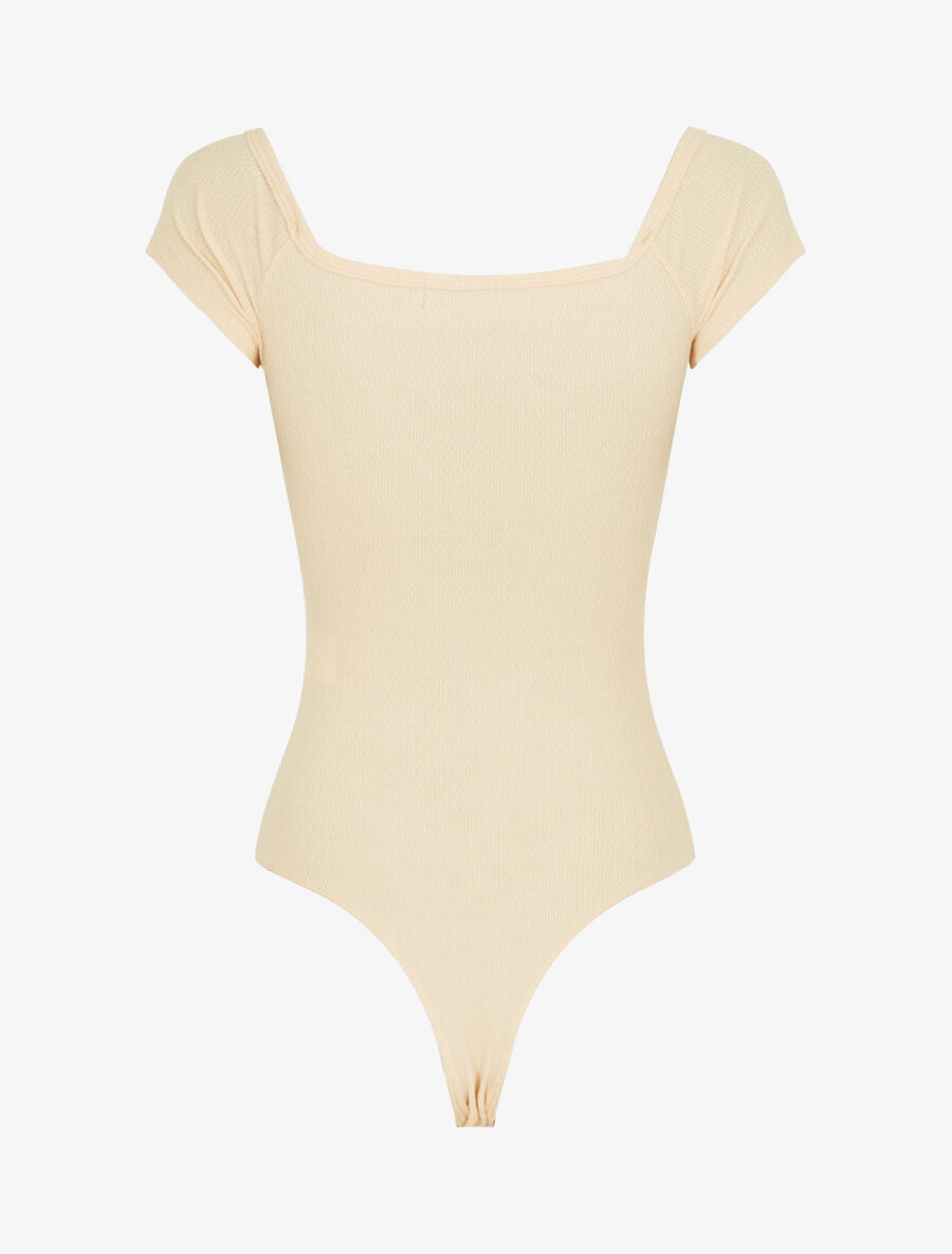Body uni à manches courtes - Beige - 2