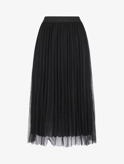 Jupe midi taille haute en tulle - Noir - 4