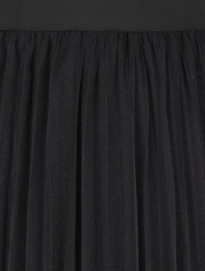 Jupe midi taille haute en tulle - Noir - 3