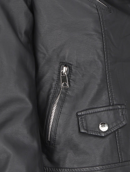 Perfecto en simili à capuche - Noir - 3