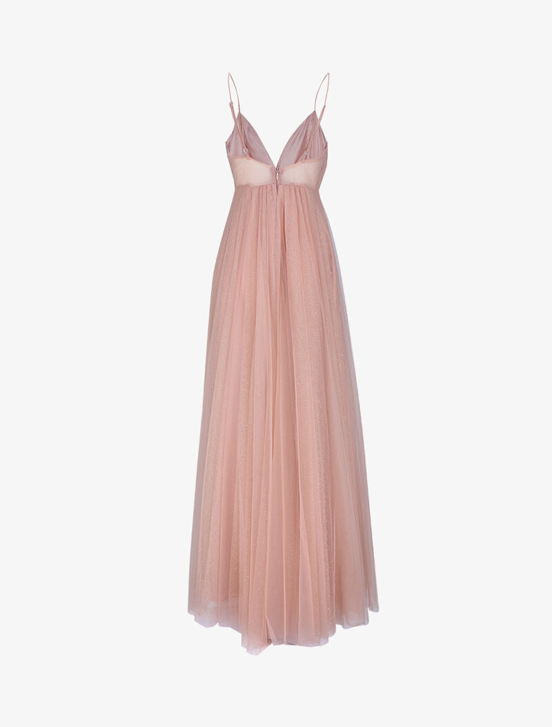 Robe de soirée évasée à paillettes - Rose poudré - 2