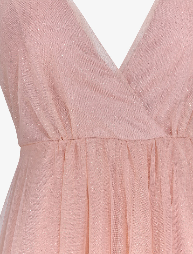 Robe de soirée évasée à paillettes - Rose poudré - 3