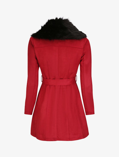 Manteau ajusté à intérieur fourré - Rouge - 2