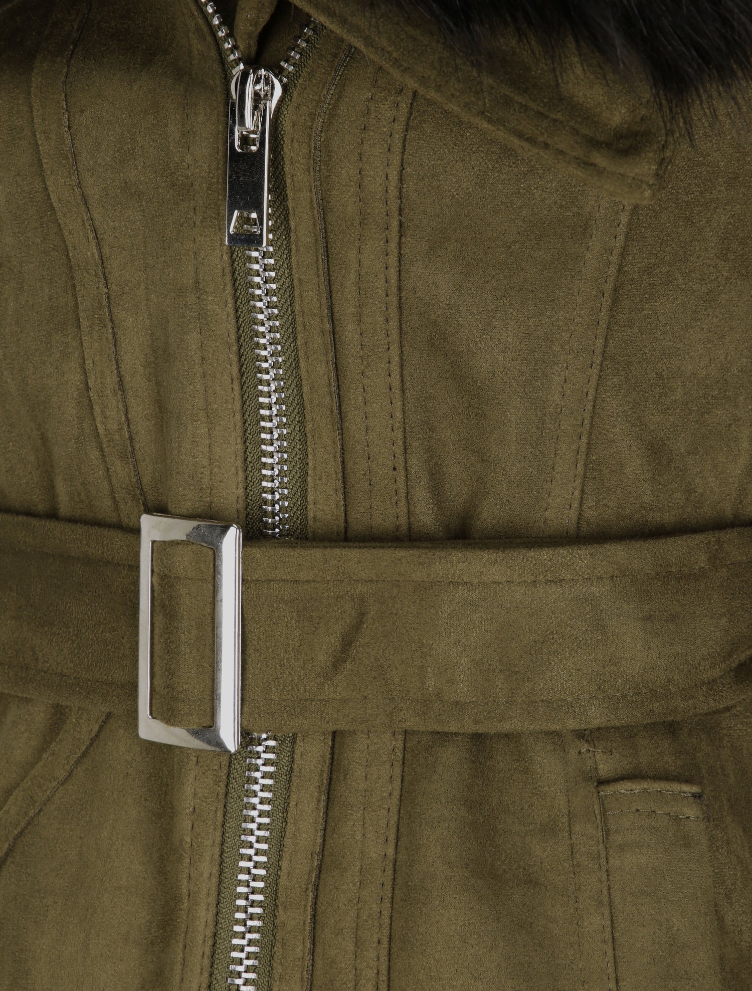 Manteau ajusté à intérieur fourré - Kaki - 3