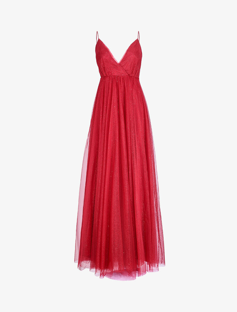 Robe de soirée évasée à paillettes - Bordeaux - 1