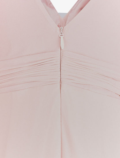 Robe longue empire à détail plissé - Rose poudré - 3