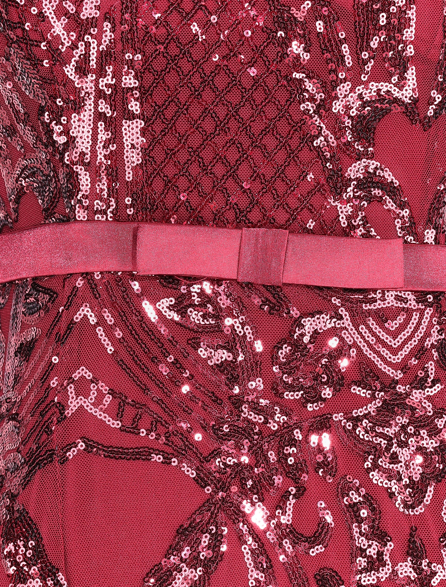 Robe longue fendue à sequins et décolleté dans le dos - Bordeaux - 3