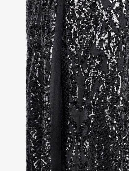 Robe longue fendue à sequins et décolleté dans le dos - Noir - 3