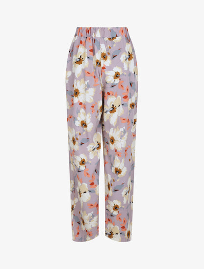 Pantalon wide leg imprimé hibiscus - Lilas - 2