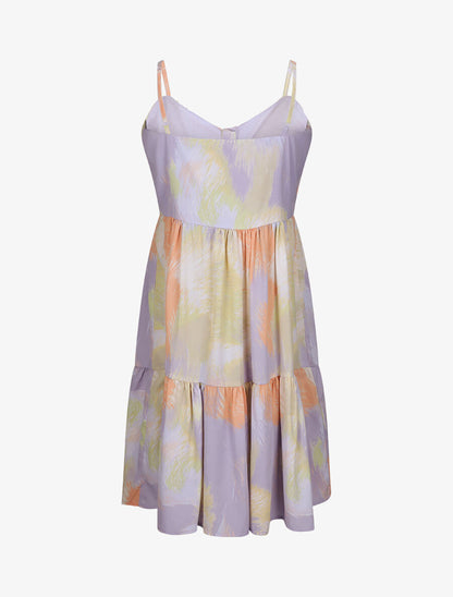 Robe babydoll boutonnée imprimé abstrait - Lilas - 2