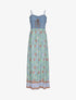 Robe longue empire à corset et imprimé fleurs baroques - Vert - 1