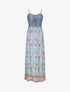 Robe longue empire à corset et imprimé fleurs baroques - Bleu ciel - 1