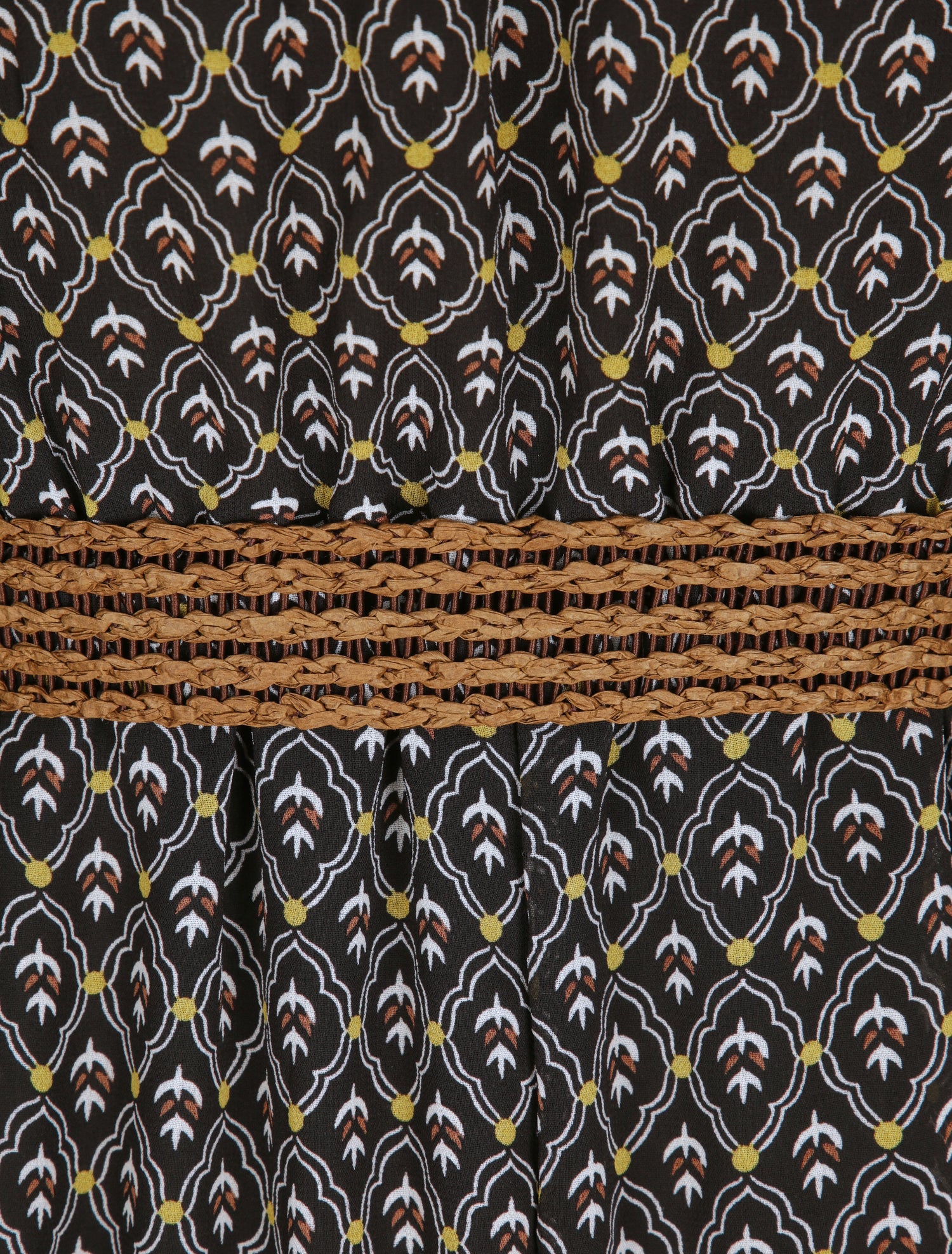 Robe longue empire imprimé faience - Noir - 3