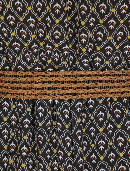 Robe longue empire imprimé faience - Noir - 3