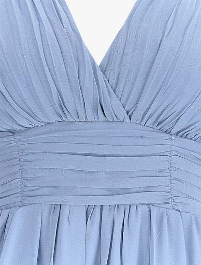 Robe de soirée à buste plissé - Bleu clair - 3