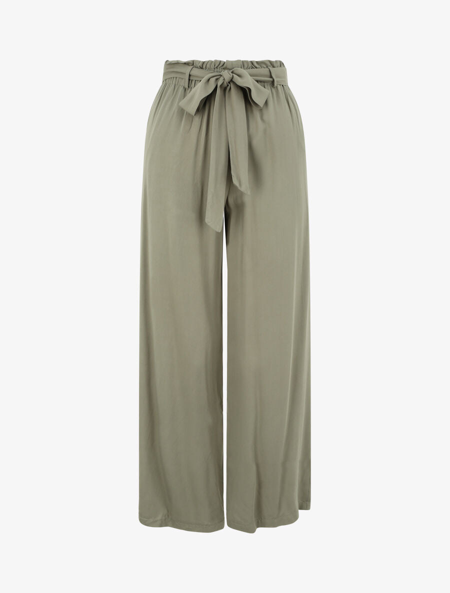 Pantalon fluide uni - Kaki - 1