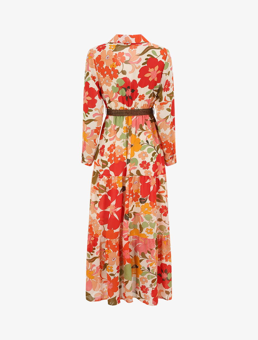 Robe longue cache-coeur à imprimé grandes fleurs - Beige - 3