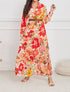Robe longue cache-coeur à imprimé grandes fleurs - Beige - 5