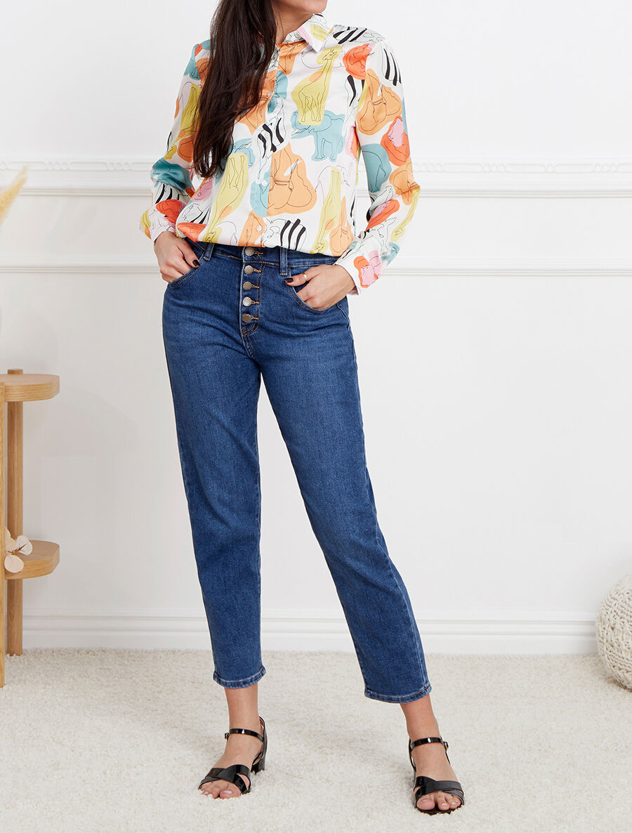 Chemise oversize à imprimé animal - Blanc - 4