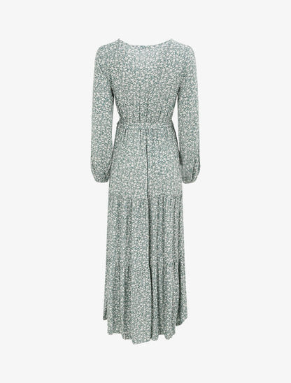 Robe longue à imprimé multi-fleurs - Vert d&