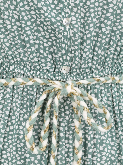 Robe longue à imprimé graphique - Vert - 3