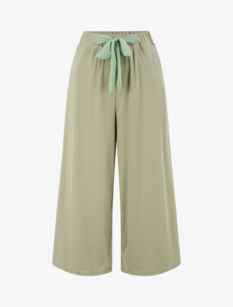 Pantalon ample uni - Kaki - 1