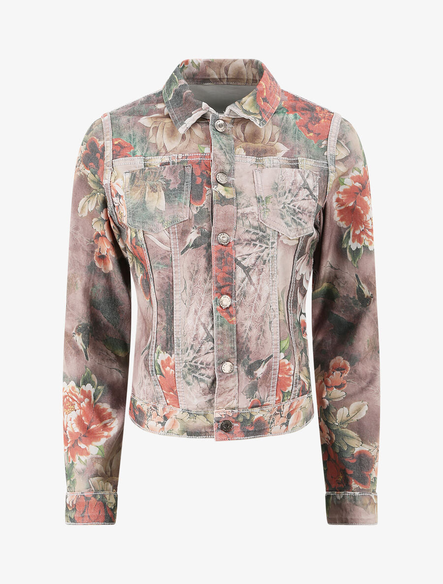 Veste réversible à imprimé fleuri - Gris - 3