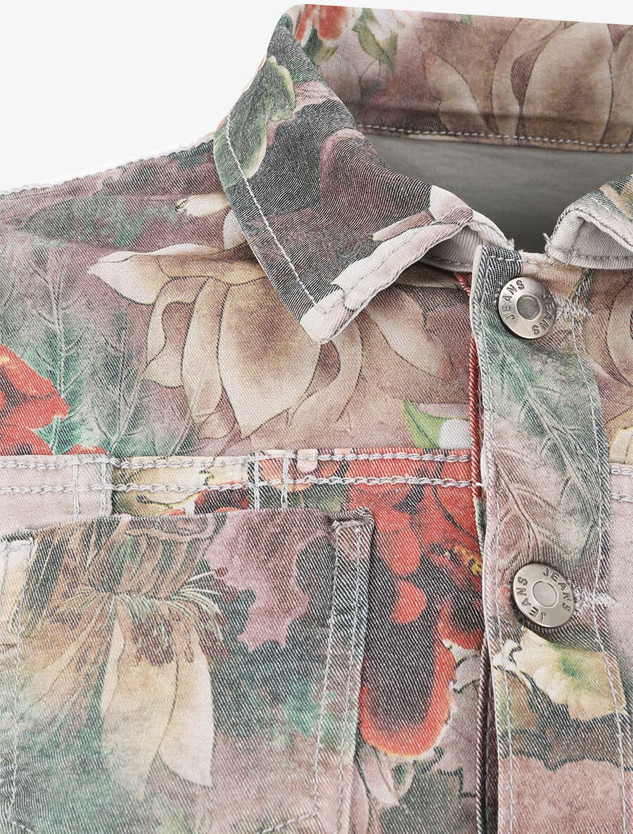 Veste réversible à imprimé fleuri - Gris - 5