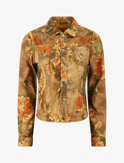 Veste réversible à imprimé fleuri - Jaune moutarde - 3
