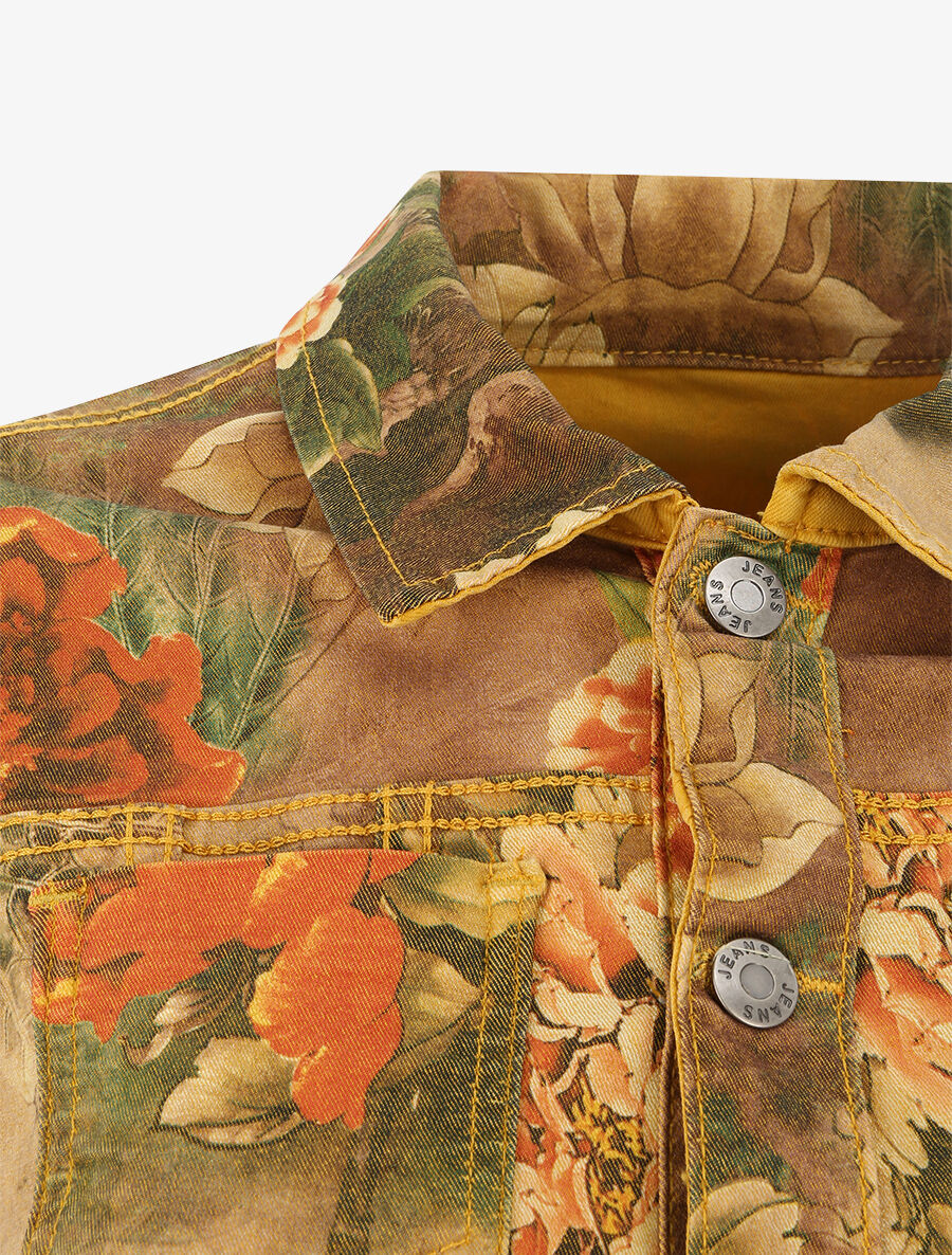Veste réversible à imprimé fleuri - Jaune moutarde - 5