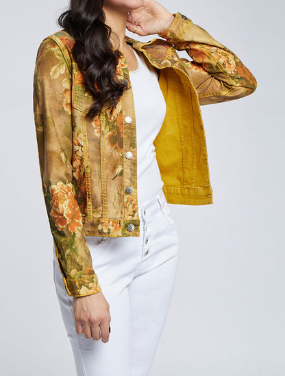 Veste réversible à imprimé fleuri - Jaune moutarde - 6