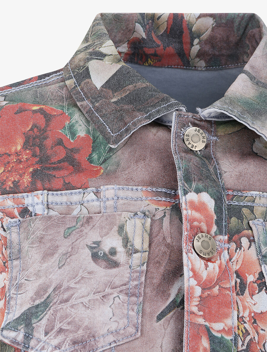 Veste réversible à imprimé fleuri - Bleu - 5